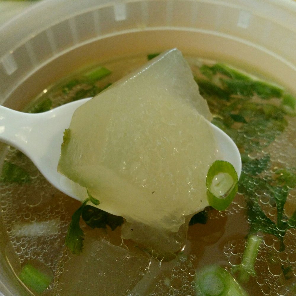 Patchmon's Thai Desserts & More - Large chunks of winter melon in their side soup. Simple but delicious. - Desserts Near Me - Toronto, Ontario
