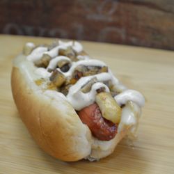 Corbett's Burgers & Soda Bar - Mushroom Swiss Dog