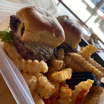 Chicken Ranch - Wagyu Mini Burgers with Crinkle Cut Fries - Chicken Shop Near Me - University Heights, Ohio Chicken Ranch - Wagyu Mini Burgers with Crinkle Cut Fries - Chicken Shop Near Me - University Heights, Ohio