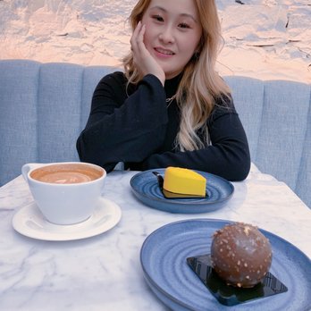Jonquils Cafe & Bakery - Specialty Latte Rose, Cappuccino cake, chocolate with caramel cake - Cafes Near Me - Boston, Massachusetts