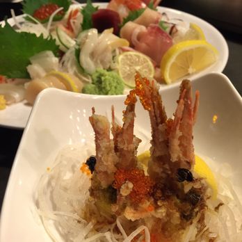 Bamboo Fish - Chef's choice sashimi and fried shrimp heads served alongside the ama ebe (raw sweet shrimp). - Japanese Near Me - San Jose, California Bamboo Fish - Chef's choice sashimi and fried shrimp heads served alongside the ama ebe (raw sweet shrimp). - Japanese Near Me - San Jose, California
