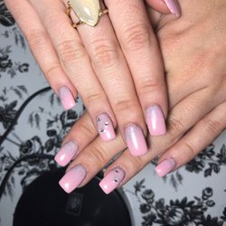 Rumirs Day Spa - Pink Gel Nails with Holographic Glitter for Prom