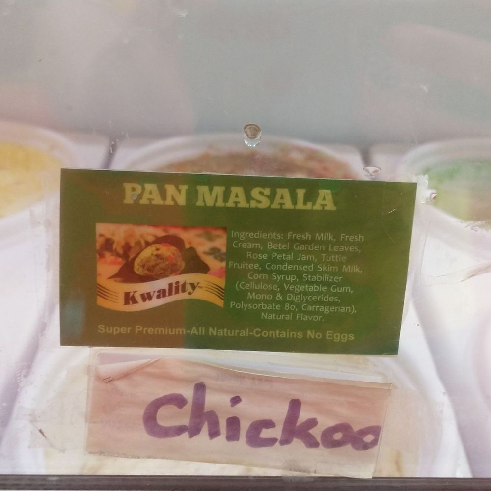Kwality Ice Cream - Pan Masala kulfi has the highest recognition at Kwality Ice Cream. Chickoo is Sapodilla fruit, seasonal item. - Ice Cream & Frozen Yogurt Near Me - Houston, Texas Kwality Ice Cream - Pan Masala kulfi has the highest recognition at Kwality Ice Cream. Chickoo is Sapodilla fruit, seasonal item. - Ice Cream & Frozen Yogurt Near Me - Houston, Texas