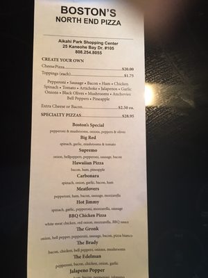 Menu photo 8 Boston's North End Pizza Kailua, HI