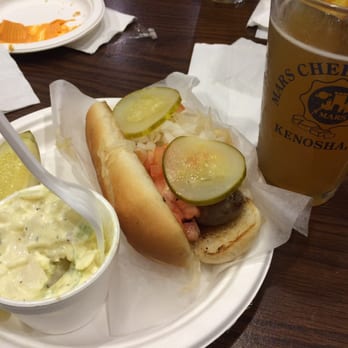 Mars Cheese Castle - Blue moon, brat, and American potato salad. Food:$5.99 Beer: $5.75 - Bakeries Near Me - Kenosha, Wisconsin Mars Cheese Castle - Blue moon, brat, and American potato salad. Food:$5.99 Beer: $5.75 - Bakeries Near Me - Kenosha, Wisconsin