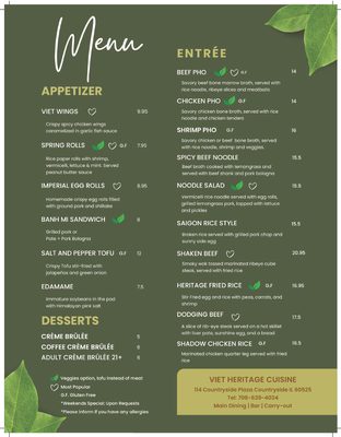 Menu photo 8 Viet Heritage Cuisine Countryside, IL