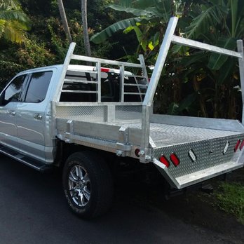 Solid Metal Works - Aluminum flatbed with stake pocket sides and rear rack. - Metal Fabricators Near Me - Kailua-Kona, Hawaii Solid Metal Works - Aluminum flatbed with stake pocket sides and rear rack. - Metal Fabricators Near Me - Kailua-Kona, Hawaii