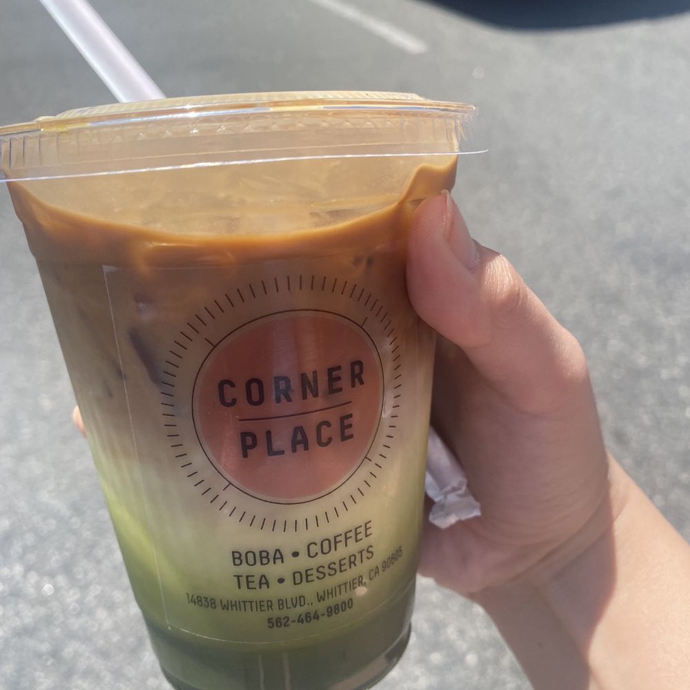 Hooked On Coffee - Iced Vanilla Rose Latte with matcha and oat milk - Coffee & Tea Near Me - Whittier, California Hooked On Coffee - Iced Vanilla Rose Latte with matcha and oat milk - Coffee & Tea Near Me - Whittier, California