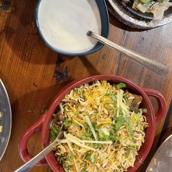 Bibi’s Tiffin - Lamb Biryani-- savory with fluffy rice perfectly spiced accompanied by raita (yogurt sauce) - Indian Near Me - Bethlehem, Pennsylvania