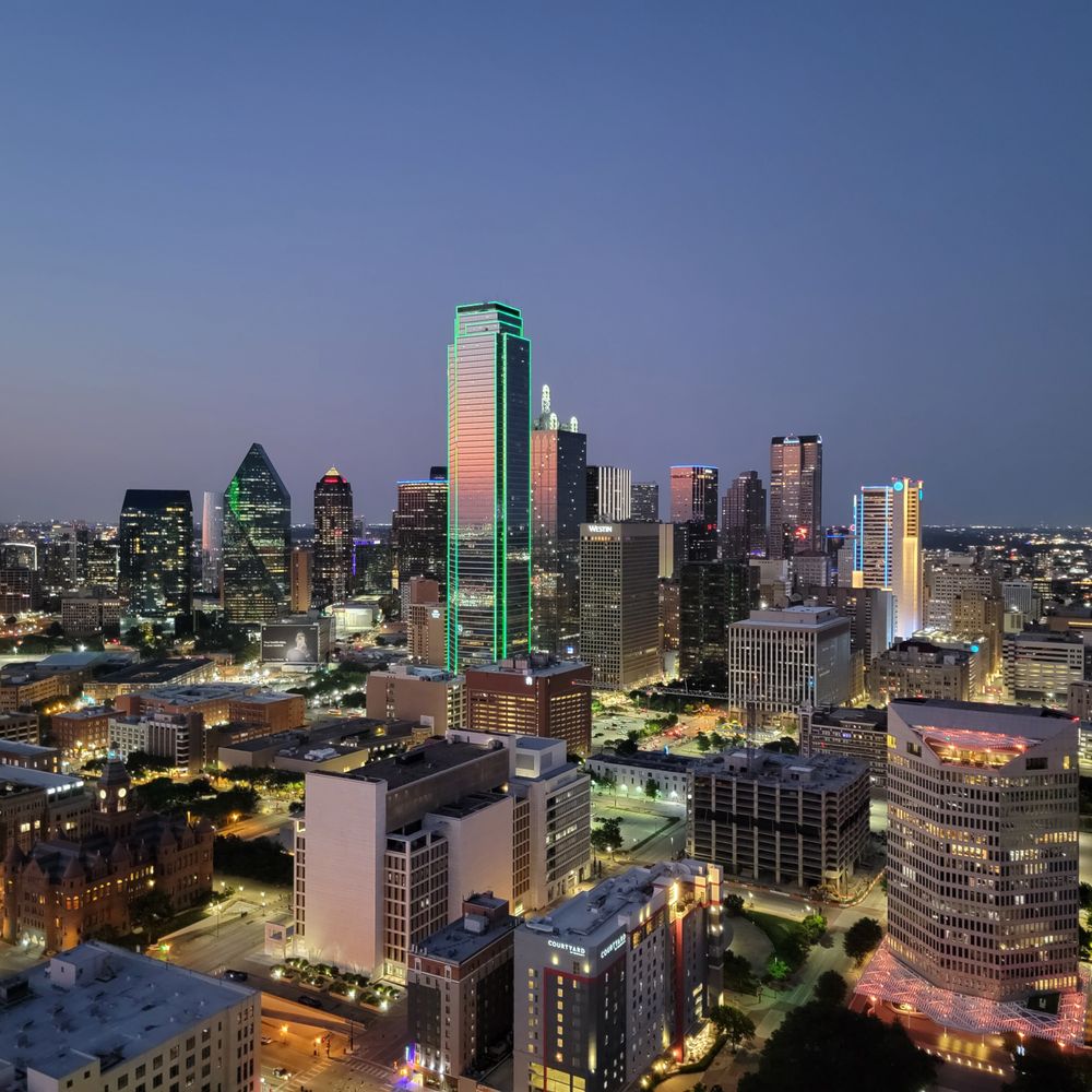 Reunion Tower - Nighttime view of downtown Dallas - Landmarks & Historical Buildings Near Me - Dallas, Texas