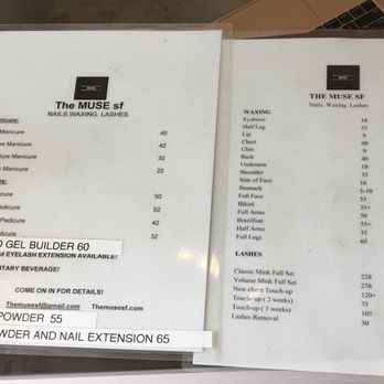 The Muse SF - Ask about prices ahead of time because these priced lists didn't seem entirely accurate/complete - Nail Salons Near Me - San Francisco, California The Muse SF - Ask about prices ahead of time because these priced lists didn't seem entirely accurate/complete - Nail Salons Near Me - San Francisco, California