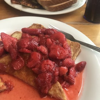 Danny's Cafe - Thin French toast with strawberries! Delish! - Breakfast & Brunch Near Me - Kenosha, Wisconsin