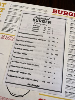 Menu photo 7 Artisanal Burger Company Manchester, CT