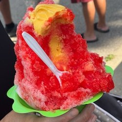 Strawberry w/ Mango soft serve