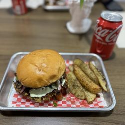 Kofta Burger - Falafel Smashburger and za'atar potatoes