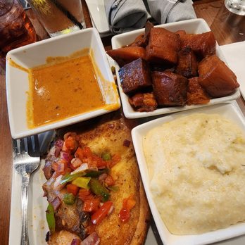 Miss Toya's - Roast chicken, cheese grits, sweet potato, and creole Cajun sauce (for the chicken) - Soul Food Near Me - Laurel, Maryland Miss Toya's - Roast chicken, cheese grits, sweet potato, and creole Cajun sauce (for the chicken) - Soul Food Near Me - Laurel, Maryland