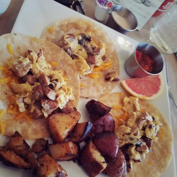 The Sinful Kitchen - Breakfast taco special (sauce on side) - Breakfast & Brunch Near Me - Portland, Maine