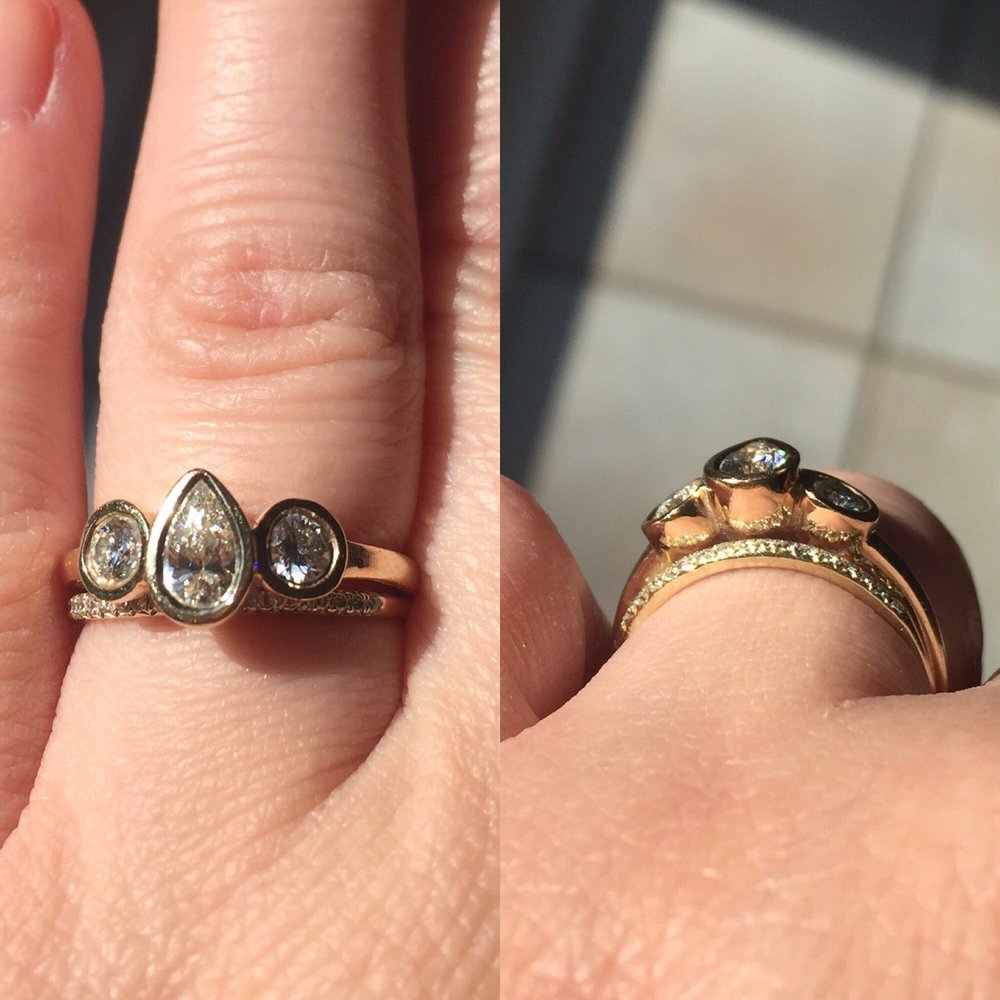 Stanley Brown Jewelist - My amazing three diamond bezel designed by Debbie (with a little help from my husband)! - Jewelry Near Me - Chicago, Illinois Stanley Brown Jewelist - My amazing three diamond bezel designed by Debbie (with a little help from my husband)! - Jewelry Near Me - Chicago, Illinois