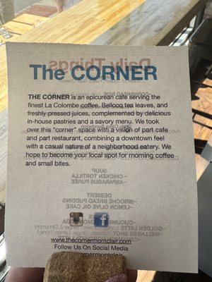 Menu photo 1 The Corner Montclair, NJ