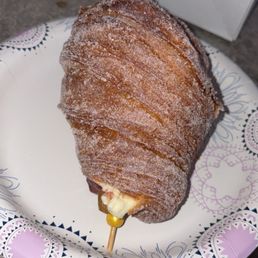 Strawberry Rhubarb and Cream Cruffin