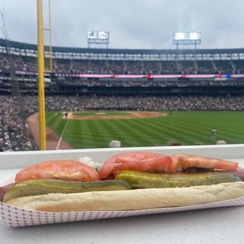 Rate Field - Footlong hot dog, Chicago style. - Stadiums & Arenas Near Me - Chicago, Illinois Rate Field - Footlong hot dog, Chicago style. - Stadiums & Arenas Near Me - Chicago, Illinois
