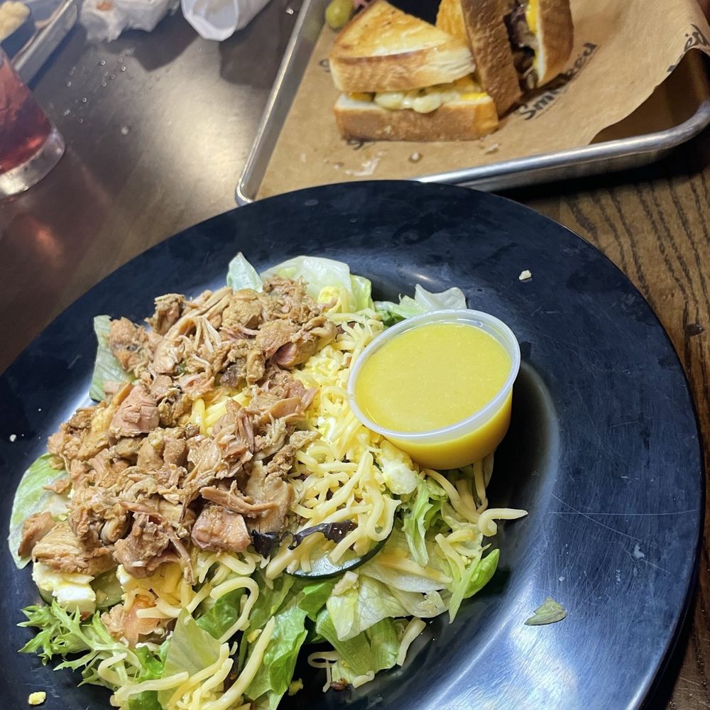 Smoke'd - "Cobb" salad and max and cheese sandwich on "Texas toast" - Barbeque Near Me - Shallotte, North Carolina Smoke'd - "Cobb" salad and max and cheese sandwich on "Texas toast" - Barbeque Near Me - Shallotte, North Carolina