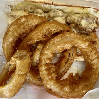 Mama's Kitchen - Philly Sandwich with onion rings - Burgers Near Me - Toledo, Ohio