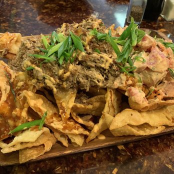 Kehau's Kitchen - Tuna poke and kalua pork on nachos - Hawaiian Near Me - Aiea, Hawaii