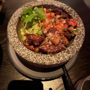 La Popular - guac ($12) + chicharrones (+$4) - Cocktail Bars Near Me - Claremont, California