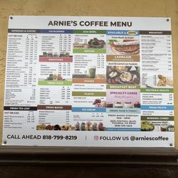 Arnie's Coffee & Cruise - Menu June 2025