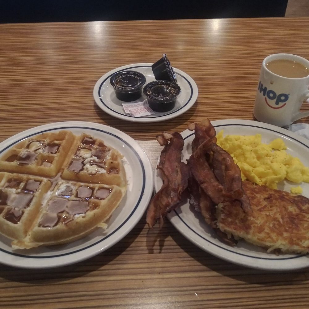 IHOP - Belgium waffle breakfast combo with extra bacon, a side of hashbrowns, and a coffee. - Breakfast & Brunch Near Me - Westminster, Colorado IHOP - Belgium waffle breakfast combo with extra bacon, a side of hashbrowns, and a coffee. - Breakfast & Brunch Near Me - Westminster, Colorado