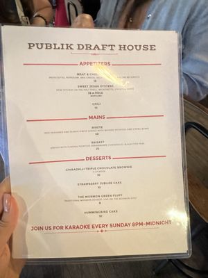 Menu photo 2 Publik Draft House Atlanta, GA