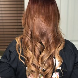 Red to copper to blonde ombré