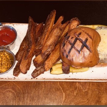 Liquid Assets - Wagyu beef burger with hand cut fries, homemade mustard and relish. Yum! - American Near Me - Ocean City, Maryland