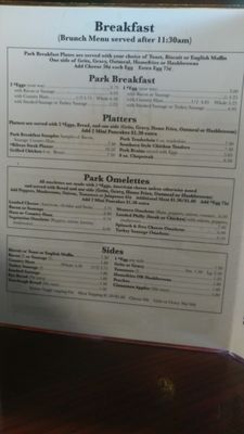 Menu photo 1 The Park Restaurant Burlington, NC Menu photo 1 The Park Restaurant Burlington, NC