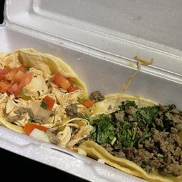 Chicken taco and carne asada taco Chicken taco and carne asada taco