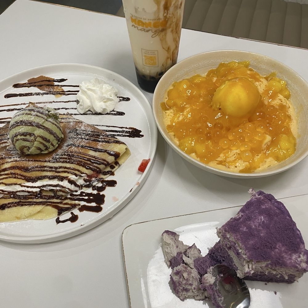 Mango Mango Dessert - Crepe, brown sugar boba, mango Snowcloud, ube cheesecake - Desserts Near Me - Pittsburgh, Pennsylvania Mango Mango Dessert - Crepe, brown sugar boba, mango Snowcloud, ube cheesecake - Desserts Near Me - Pittsburgh, Pennsylvania