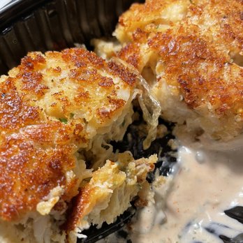 Mike's American - Crab cakes with plastic??? - American Near Me - Springfield, Virginia Mike's American - Crab cakes with plastic??? - American Near Me - Springfield, Virginia