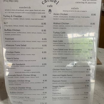Carmel Cafe - Menu 5/2/22 - Coffee & Tea Near Me - Brea, California