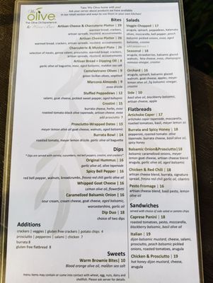 Menu photo 1 We Olive & Wine Bar La Jolla, CA Menu photo 1 We Olive & Wine Bar La Jolla, CA