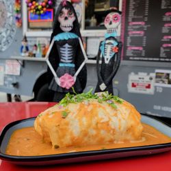 La Chingona Taqueria - Wet burrito -- comes as a vegetarian option as well