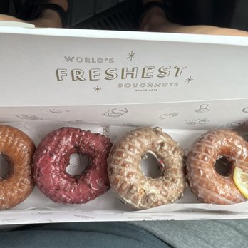 Sidecar Doughnuts & Coffee - 2 x butter & salt, huckleberry, susie's cakes  x sidecar blueberry pancake collab, meyer lemon, and 2 x strawberry buttermilk - Donuts Near Me - Costa Mesa, California
