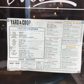 Yard & Coop - Menu - Bars Near Me - Manchester, XGM