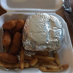 Cook Out - I got fries and hush puppies as my sides!! I get like 10 fries. Service is getting terrible