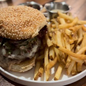 Brasserie Brixton - Brixton Burger with fries (absolutely delicious and make sure to get the aioli on the side) - French Near Me - Denver, Colorado