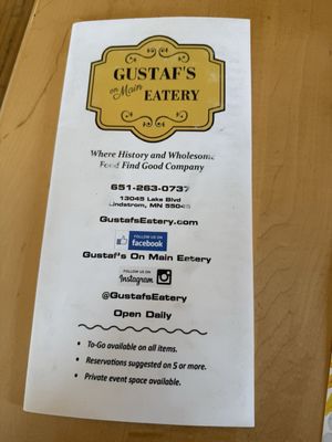 Menu photo 8 Gustaf's on Main Eatery Lindstrom, MN