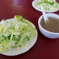 Each meal comes with salad, broth, water, tea, and fruit. So tasty!!