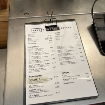 Less & More Coffee - menu - Coffee & Tea Near Me - Portland, Oregon Less & More Coffee - menu - Coffee & Tea Near Me - Portland, Oregon