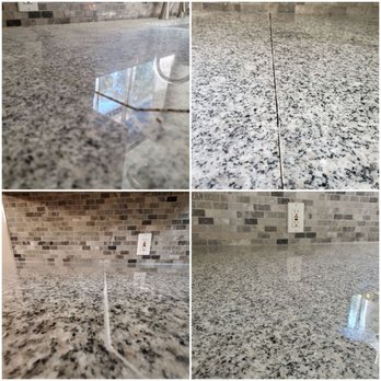Serene Solutions Stone Restoration - Countertop cracked at both seams Project level at both ends, fill gaps, top fill with color match, polish and seal - Refinishing Services Near Me Serene Solutions Stone Restoration - Countertop cracked at both seams Project level at both ends, fill gaps, top fill with color match, polish and seal - Refinishing Services Near Me
