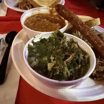 Bush's Bar-B-Que - Pulled chicken, pork, and sausage with baked beans and collards. - Barbeque Near Me - Luverne, Alabama
